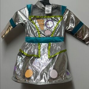 Target Hyde & EEK! Silver and Green Robot Dress side 6-12 months